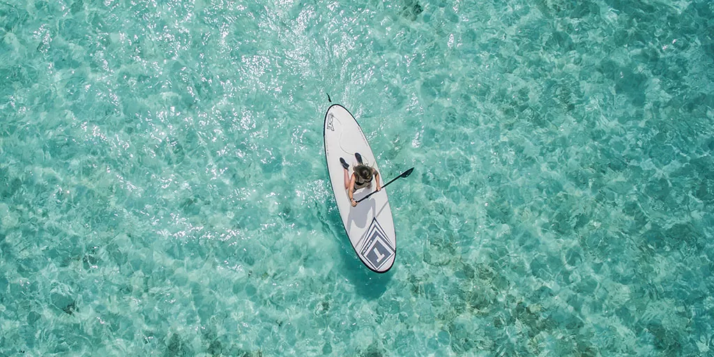 Paddle boarder in Hawaii